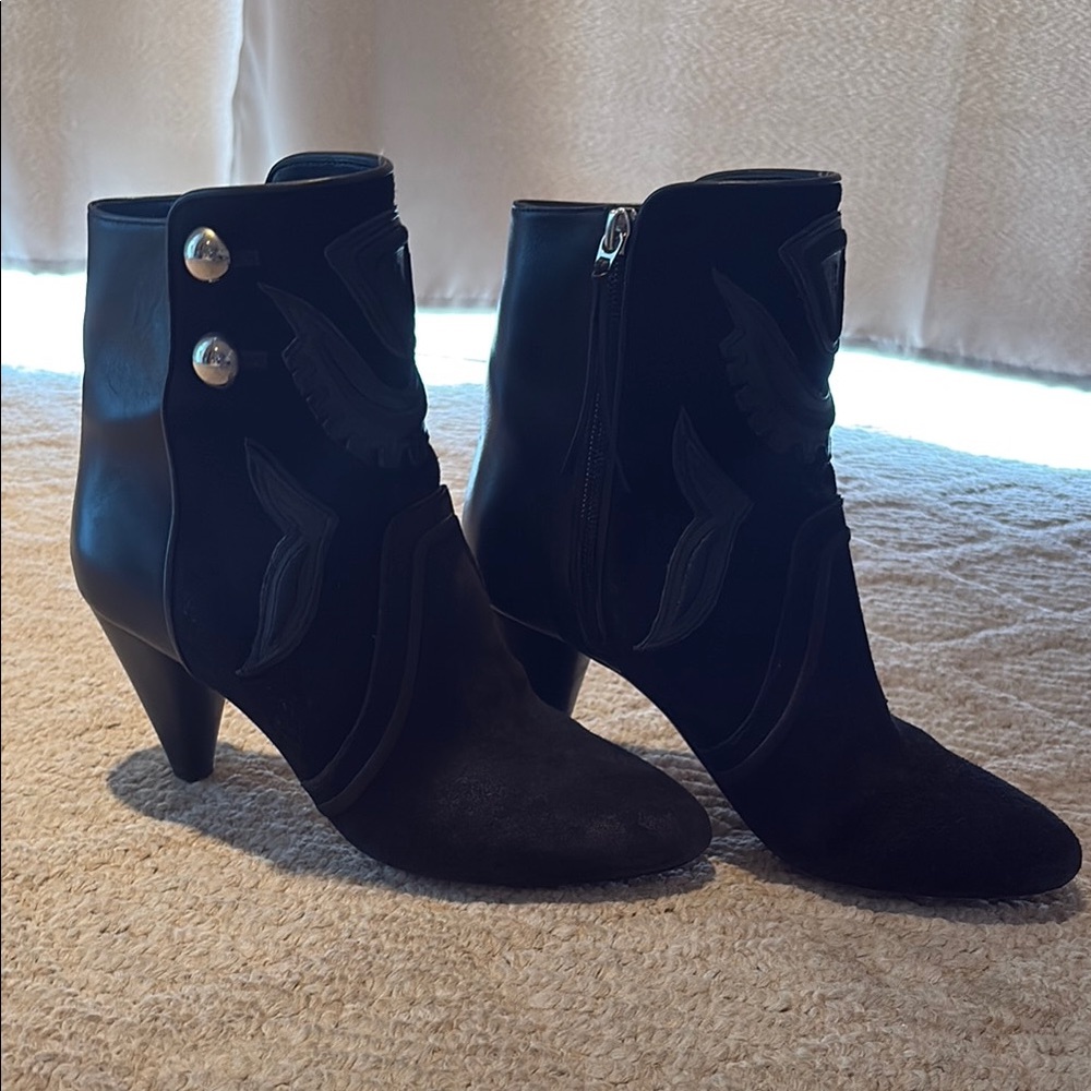 Black Ankle Boots with Button Detail